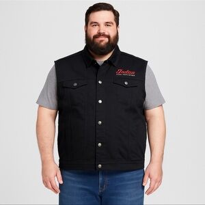Indian Motorcycle Black Denim Biker 3X Vest Men’s Large Embroidered Logo